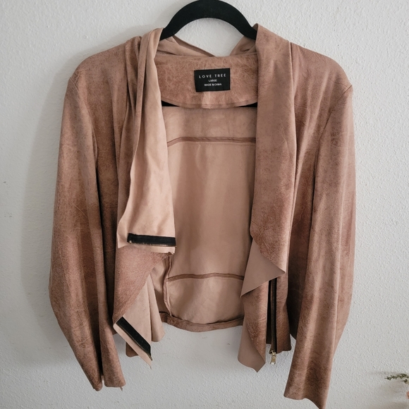 Love Tree Jackets & Blazers - Love Tree Suede Moto Jacker L
